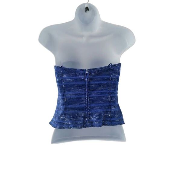 Vintage Lavender/Blue Corset Top | Hand Embellished with Blue Iridescent Beads | - Picture 2 of 11